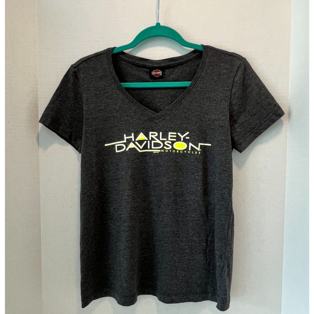 Harley Davidson Women's T-shirt Size M Black with neon yellow letters - PA